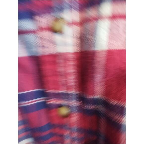 Jachs Girlfriend 4th of July Comfort Stretch Plaid Pearl Button Flannel Shirt XL - Picture 2 of 7